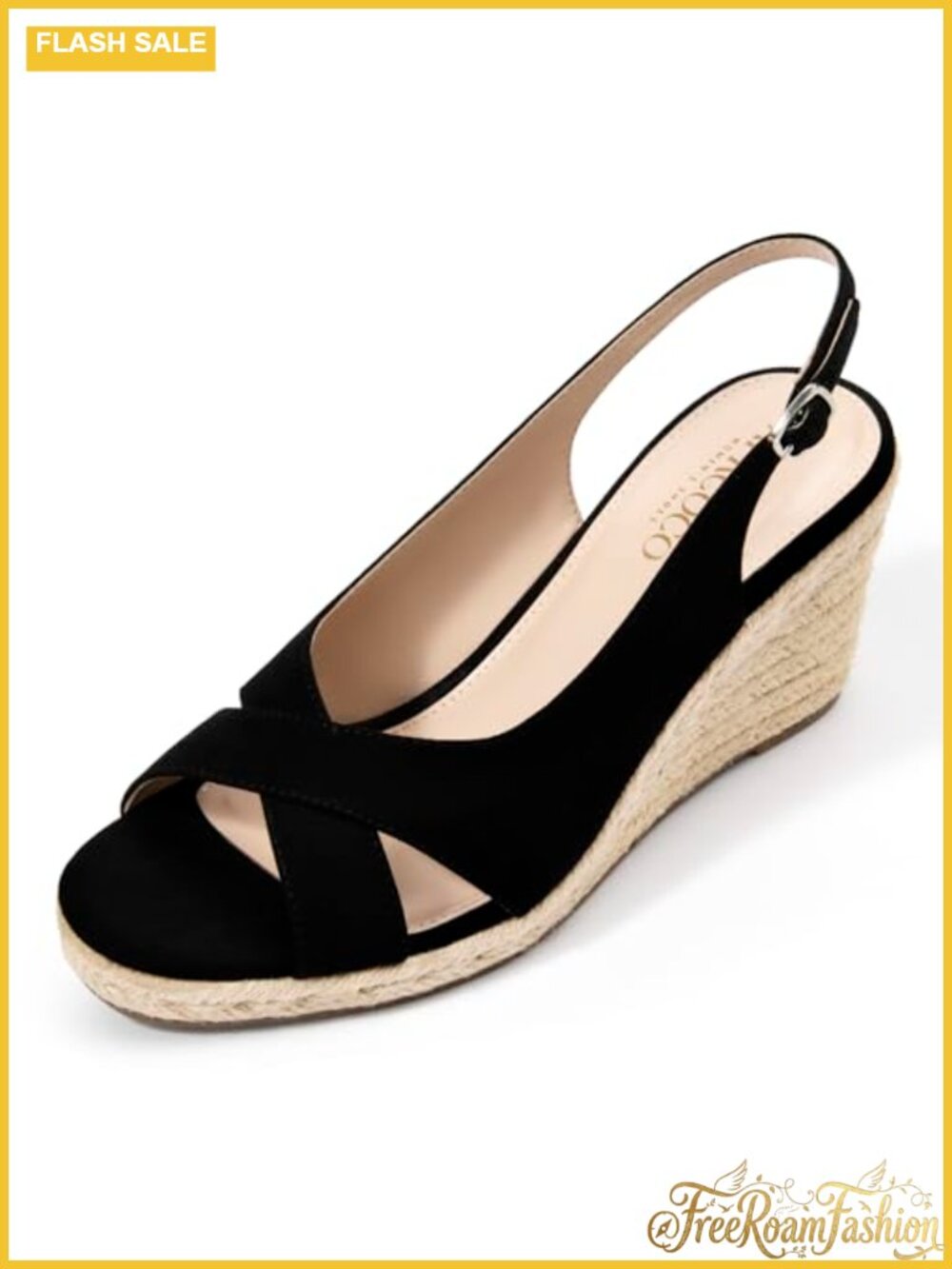 Women's Suede Wedge Sandals Espadrille Platform Open Toe Slingback Summer
